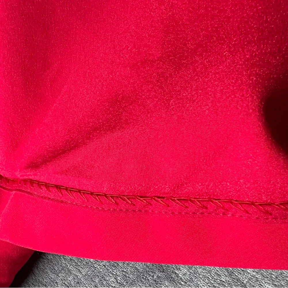 Red Mini Dress Sz 2 Wool Silk Made in Italy CD Embroidered Logo Black